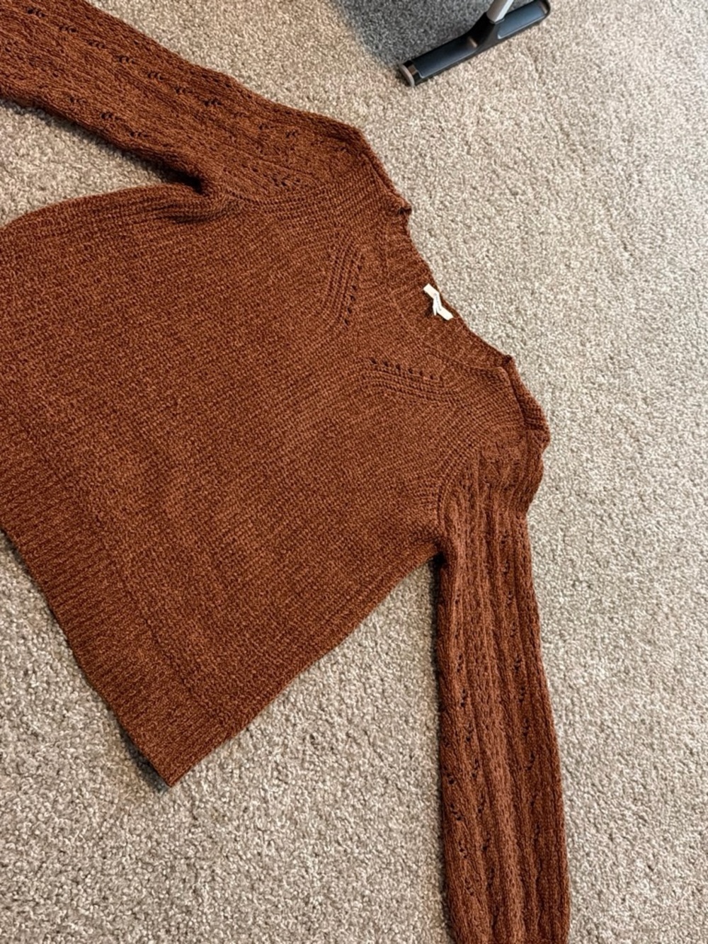 Maurices Scoop Neck Cable Sleeve Sweater in Rust